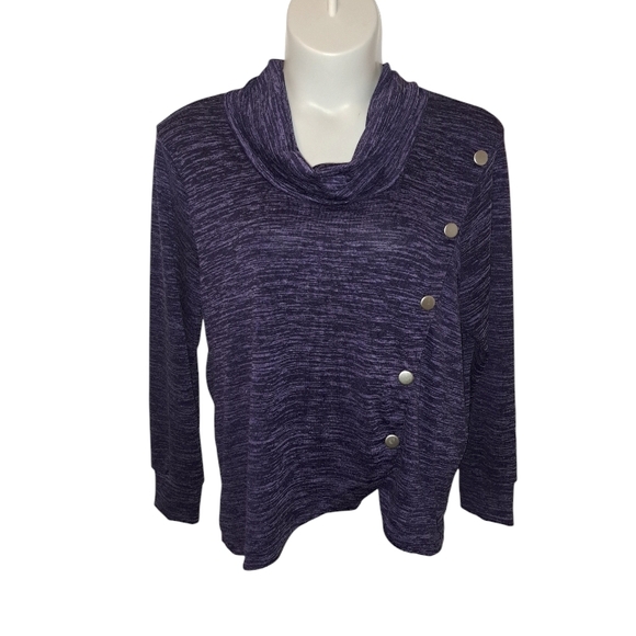 🆕️Purple Cowl Neck Sweater with Button Detail - Picture 2 of 7